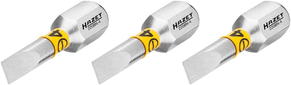 Produktbild Hazet Bit 2208N-4/3 1/4 Zoll 6,3 mm Sechskant Schlitz Profil 3 Teile SW 0,5 x 4 mm
