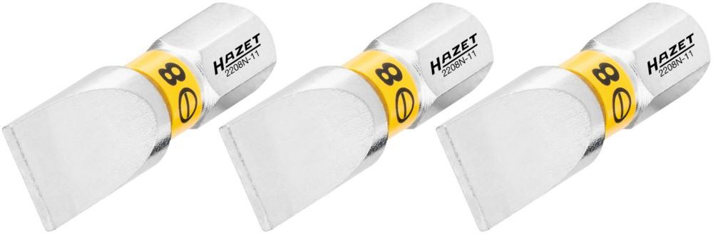 Produktbild Hazet Bit 2208N-11/3 1/4 Zoll 6,3 mm Sechskantb Schlitz Profil 3 Teile SW 1,2 x 8 mm