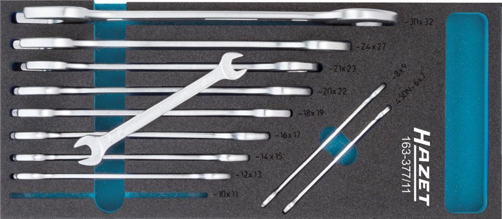 Hazet Doppelmaulschlüssel Satz 163-377/11 Außen Sechskant Profil 6x7-30x32 Produktbild Hazet Doppelmaulschlüssel Satz 163-377/11 Außen Sechskant Profil 6x7-30x32