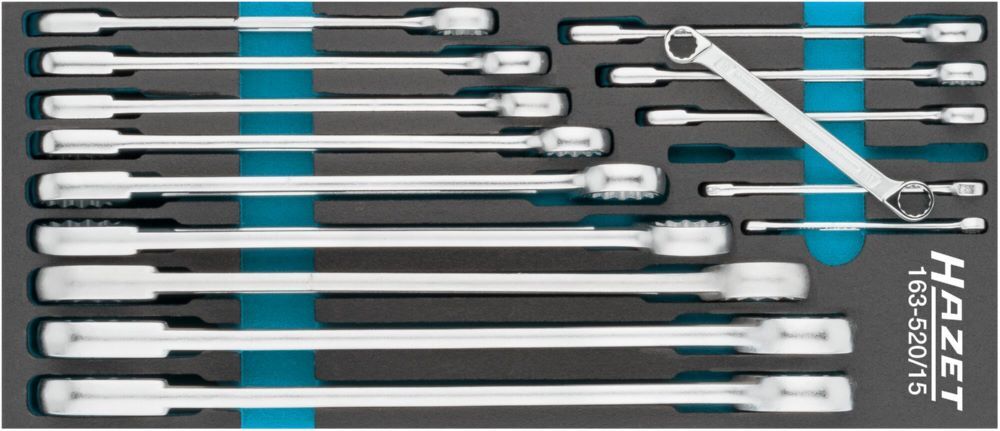 Hazet Doppel Ringschlüssel Satz 163-520/15 Außen Doppelsechskant Tractionsprofil 6-34 Produktbild Hazet Doppel Ringschlüssel Satz 163-520/15 Außen Doppelsechskant Tractionsprofil 6-34
