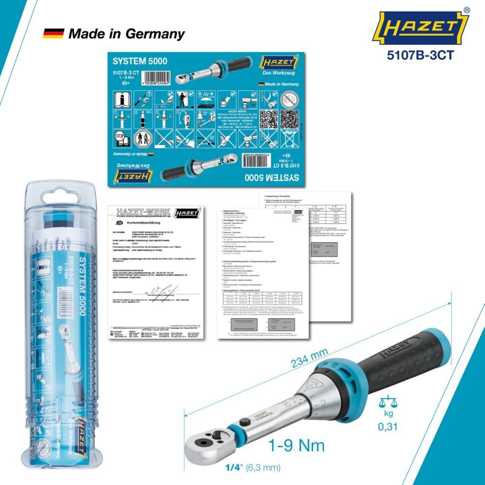 Hazet Drehmomentschlüssel mit Bit Umschaltknarre 5107B-3CT Länge 234 mm Produktbild Hazet Drehmomentschlüssel mit Bit Umschaltknarre 5107B-3CT Länge 234 mm bild 5