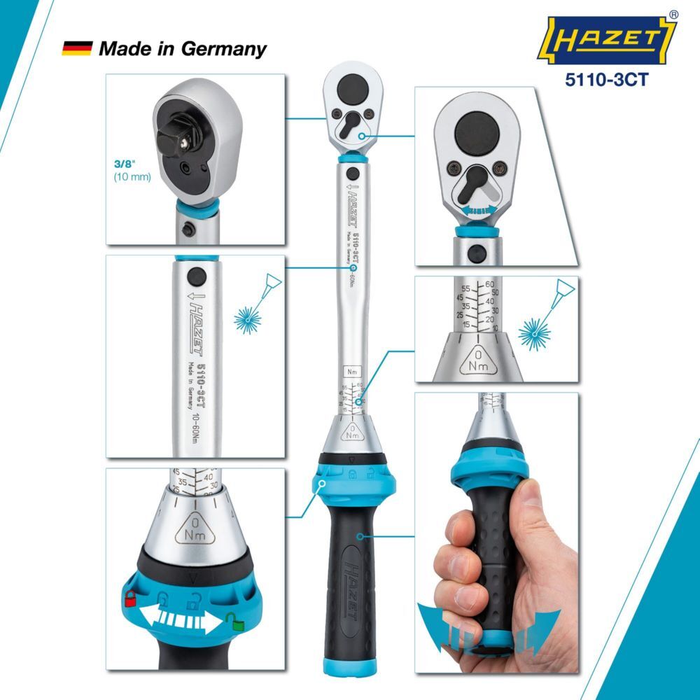 Hazet Drehmomentschlüssel mit DAkkS Kalibrierschein 5110-3CTCAL Länge 320 mm Produktbild Hazet Drehmomentschlüssel mit DAkkS Kalibrierschein 5110-3CTCAL Länge 320 mm bild 3