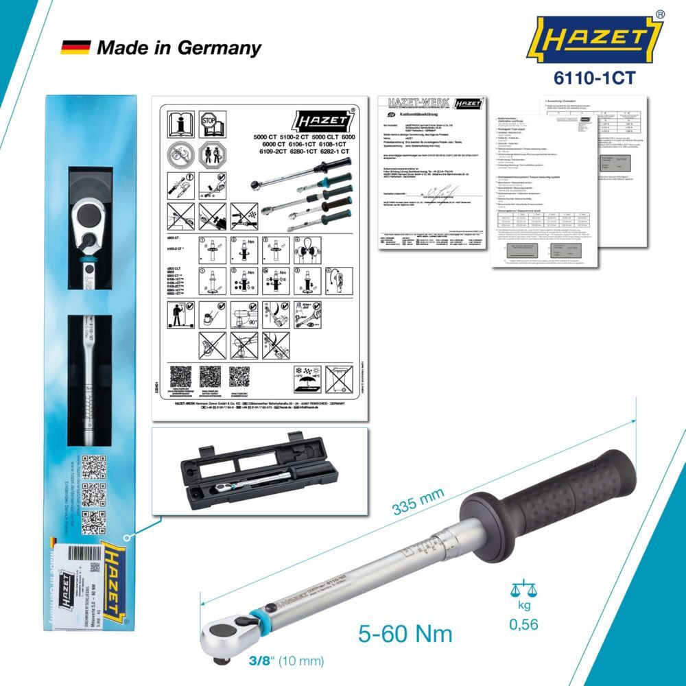 Hazet Drehmomentschlüssel mit DAkkS Kalibrierschein 6110-1CTCAL 3/8 Zoll 335 mm Produktbild Hazet Drehmomentschlüssel mit DAkkS Kalibrierschein 6110-1CTCAL 3/8 Zoll 335 mm bild 6