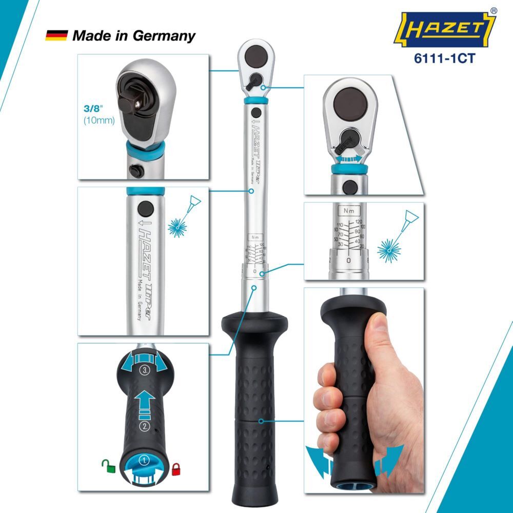 Hazet Drehmomentschlüssel mit DAkkS Kalibrierschein 6111-1CTCAL 20-120 Nm 389 mm Produktbild Hazet Drehmomentschlüssel mit DAkkS Kalibrierschein 6111-1CTCAL 20-120 Nm 389 mm bild 5