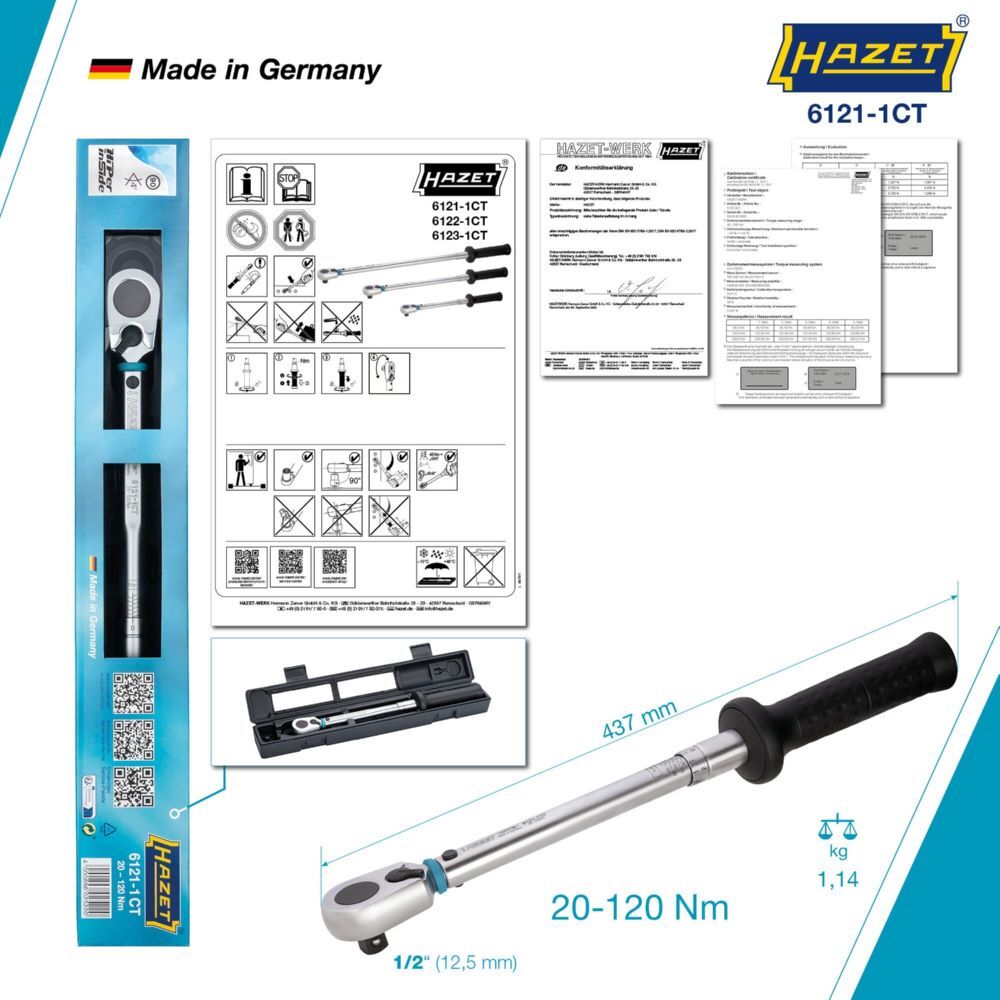 Hazet Drehmomentschlüssel mit DAkkS Kalibrierschein 6121-1CTCAL 1/2 Zoll 435 mm Produktbild Hazet Drehmomentschlüssel mit DAkkS Kalibrierschein 6121-1CTCAL 1/2 Zoll 435 mm bild 9
