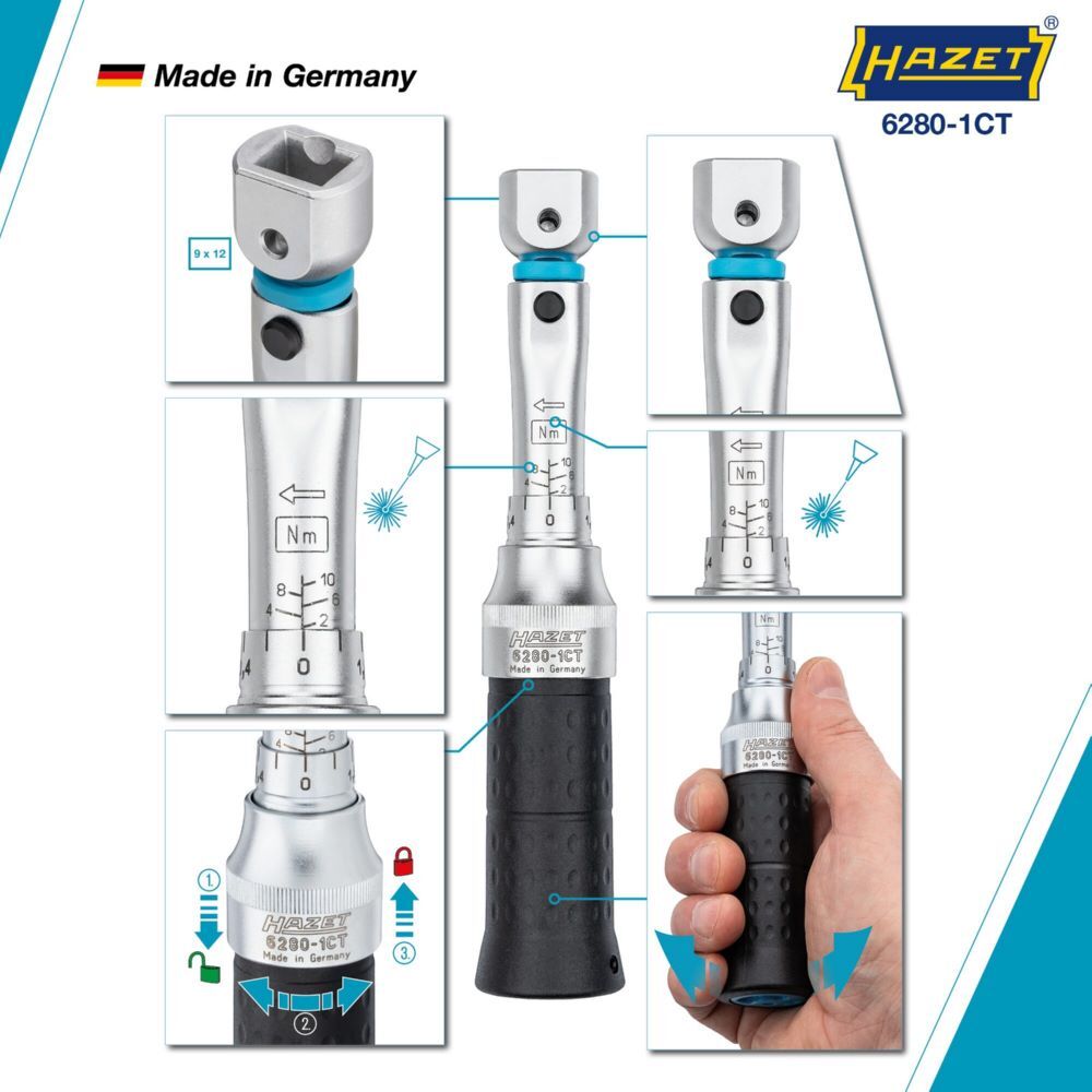 Hazet Drehmomentschlüssel mit DAkkS-Kalibrierschein 6280-1CTCAL Länge 181 mm Produktbild Hazet Drehmomentschlüssel mit DAkkS-Kalibrierschein 6280-1CTCAL Länge 181 mm bild 3