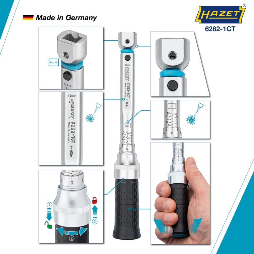 Hazet Drehmomentschlüssel mit DAkkS Kalibrierschein 6282-1CTCAL Länge 240 mm Produktbild Hazet Drehmomentschlüssel mit DAkkS Kalibrierschein 6282-1CTCAL Länge 240 mm bild 3