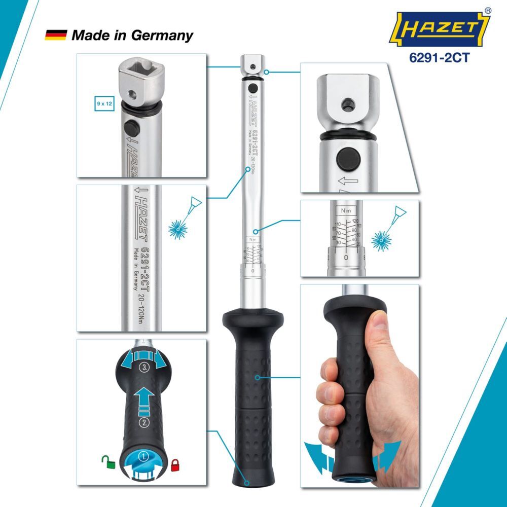Hazet SYSTEM 6200-1CT Einsteck Drehmomentschlüssel 20–120 Nm Länge 389 mm Produktbild Hazet SYSTEM 6200-1CT Einsteck Drehmomentschlüssel 20–120 Nm Länge 389 mm bild 3