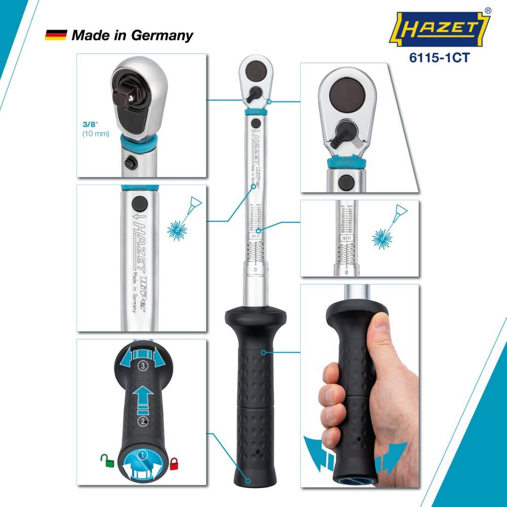Hazet Drehmomentschlüssel US-STANDARD 6115-1CT Vierkant Länge 390 mm Produktbild Hazet Drehmomentschlüssel US-STANDARD 6115-1CT Vierkant Länge 390 mm bild 3