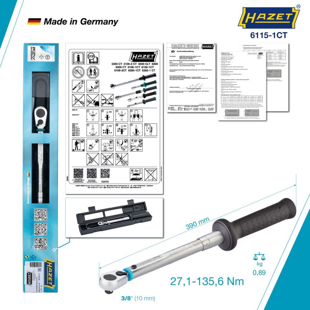 Hazet Drehmomentschlüssel US-STANDARD 6115-1CT Vierkant Länge 390 mm Produktbild Hazet Drehmomentschlüssel US-STANDARD 6115-1CT Vierkant Länge 390 mm bild 4