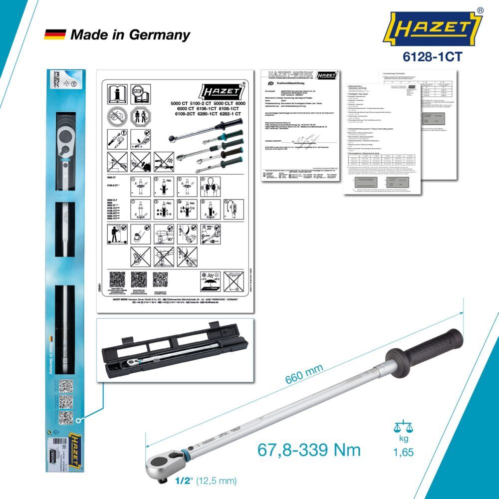 Hazet Drehmomentschlüssel US Standard 6128-1CT Vierkant 1/2 Zoll 660 mm Produktbild Hazet Drehmomentschlüssel US Standard 6128-1CT Vierkant 1/2 Zoll 660 mm bild 6