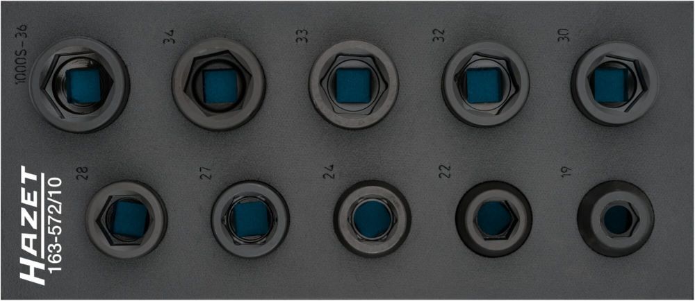 Hazet Steckschlüsseleinsatz im Satz 163-572/10 mit 3/4 Zoll Außen Sechskant 10 teilig Produktbild Hazet Steckschlüsseleinsatz im Satz 163-572/10 mit 3/4 Zoll Außen Sechskant 10 teilig
