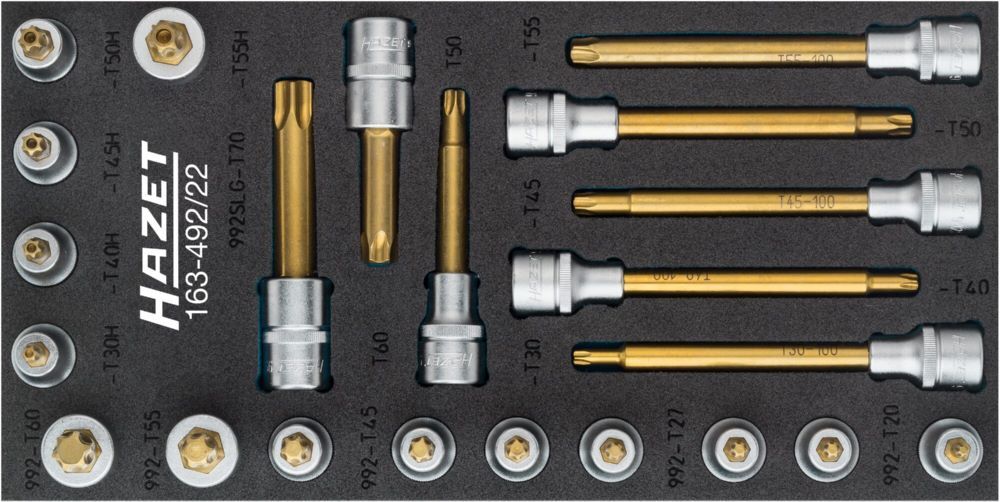 Hazet Steckschlüsseleinsatz Satz Torx Vierkant 163-492/22 T20-T70 Produktbild Hazet Steckschlüsseleinsatz Satz Torx Vierkant 163-492/22 T20-T70