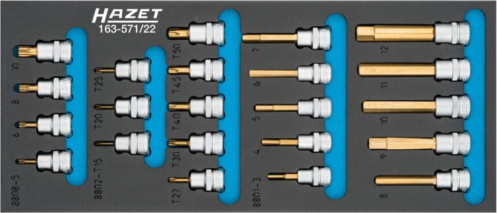 Hazet Steckschlüsseleinsatz Satz 163-571/22 mit 3/8 Zoll Profile 19-36