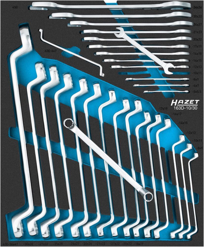 Hazet Schraubenschlüssel Satz 163D-10/30 5x5,5 bis 36x41 mit 30 Teilen Produktbild Hazet Schraubenschlüssel Satz 163D-10/30 5x5,5 bis 36x41 mit 30 Teilen