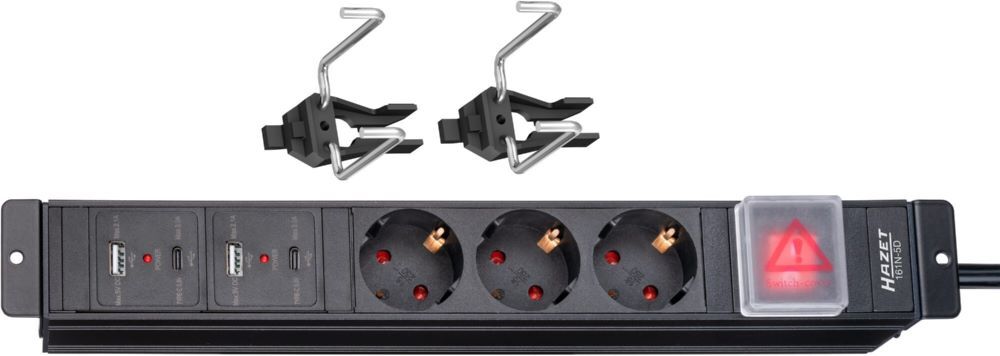 Hazet Steckdosenleiste 161N-5D 325 x 56 x 45 mm Kabellänge 205 mm Produktbild Hazet Steckdosenleiste 161N-5D 325 x 56 x 45 mm Kabellänge 205 mm