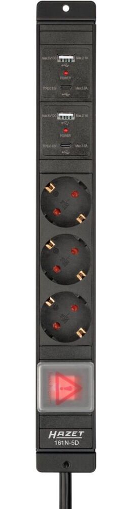 Hazet Steckdosenleiste 161N-5D 325 x 56 x 45 mm Kabellänge 205 mm Produktbild Hazet Steckdosenleiste 161N-5D 325 x 56 x 45 mm Kabellänge 205 mm bild 2