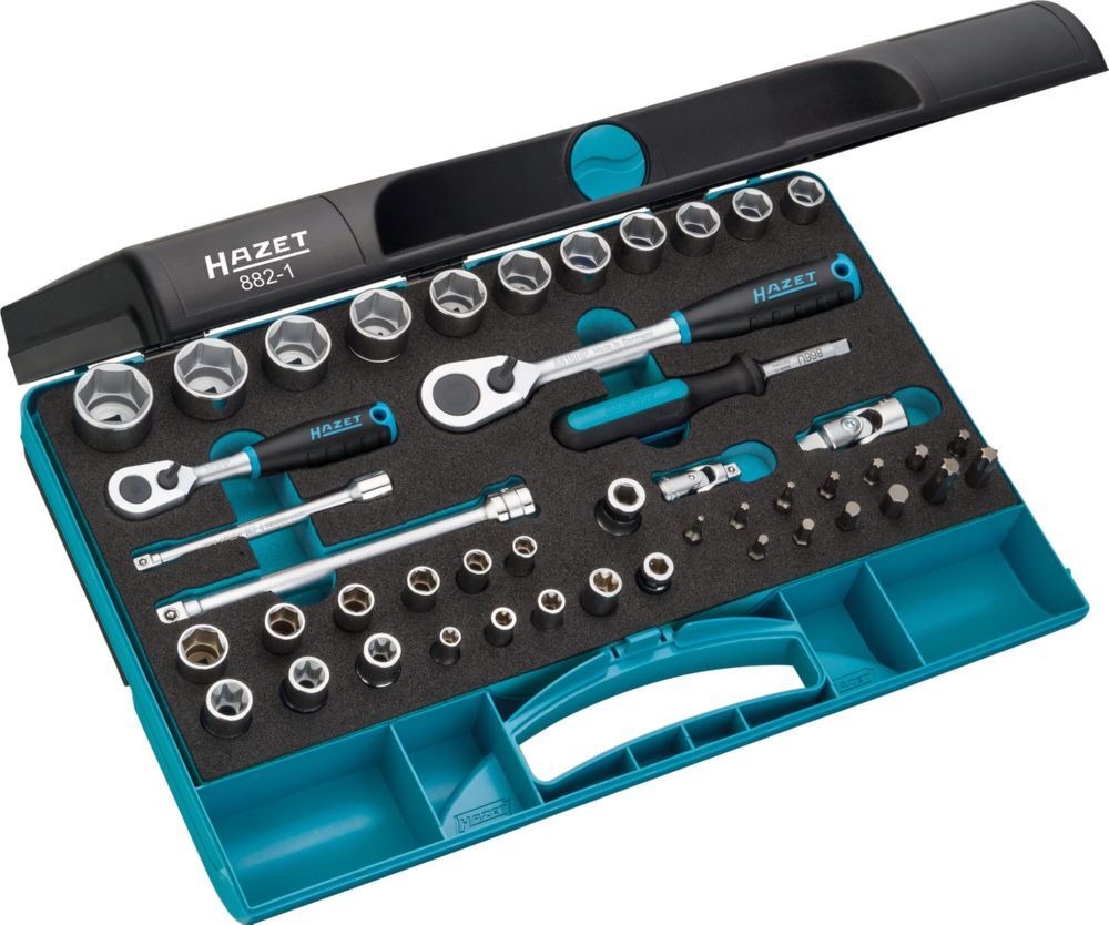 Hazet Steckschlüssel Satz 882-1 3/8 Zoll 1/4 Zoll mehrere Profile 46 teilig Produktbild Hazet Steckschlüssel Satz 882-1 3/8 Zoll 1/4 Zoll mehrere Profile 46 teilig