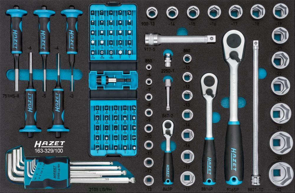 Hazet Werkzeug Satz 163-329/100 mit 1/4 Zoll 1/2 Zoll 3/8 Zoll Produktbild Hazet Werkzeug Satz 163-329/100 mit 1/4 Zoll 1/2 Zoll 3/8 Zoll