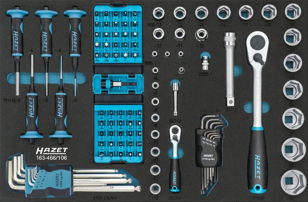 Hazet Werkzeug Satz 163-466/106 1/4 Zoll 1/2 Zoll verschiedene Profile Produktbild Hazet Werkzeug Satz 163-466/106 1/4 Zoll 1/2 Zoll verschiedene Profile