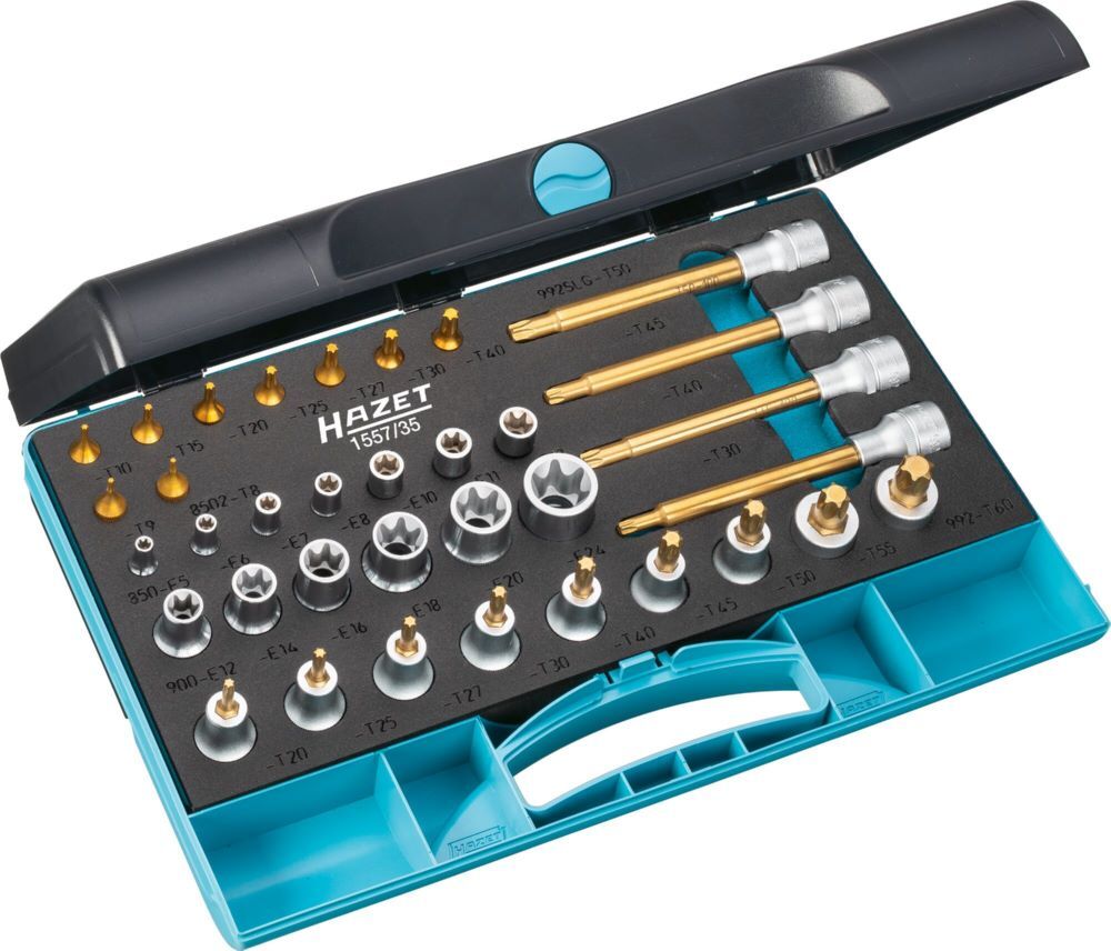 Hazet Werkzeug Satz 1557/35 Vierkant Torx E6-E24 T8-T50 Produktbild Hazet Werkzeug Satz 1557/35 Vierkant Torx E6-E24 T8-T50