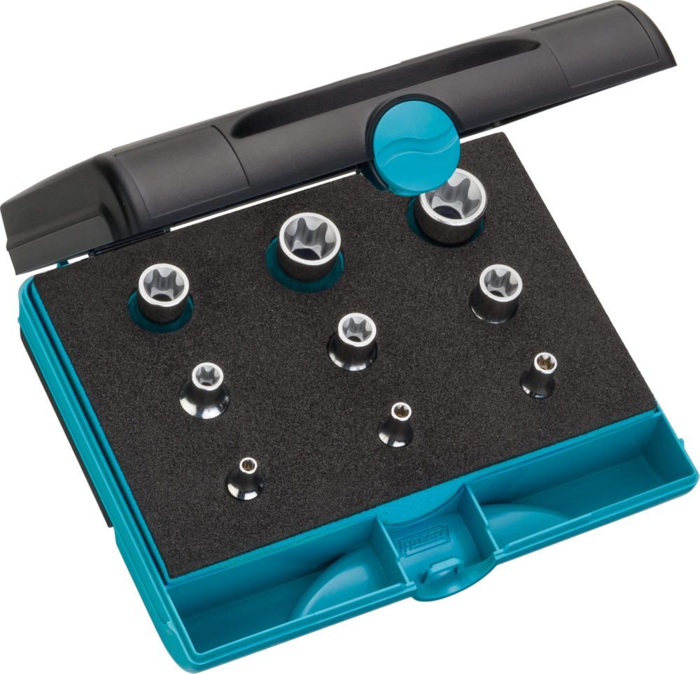 Produktbild Hazet Werkzeug Satz 1557/9 mit Vierkant Torx Profile 9 teilig