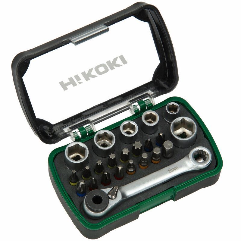 Produktbild Hikoki Bit und Stecknuss Set 1/4 Zoll mit Ratsche Sechskant 1/4 Zoll 24 teilig