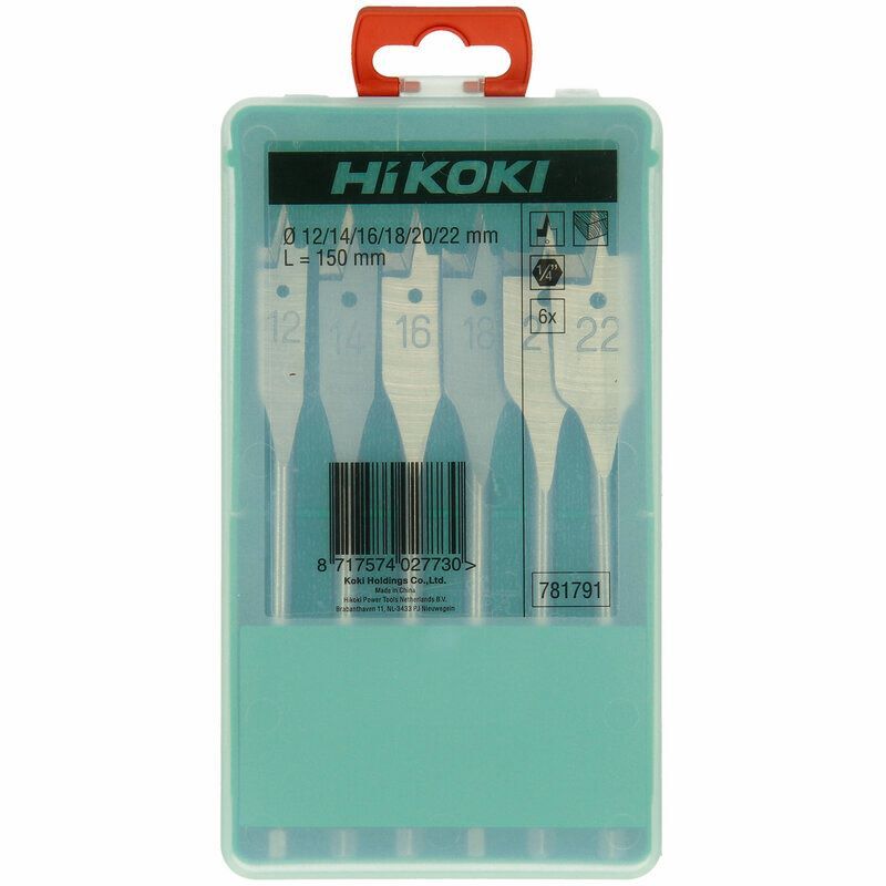 Produktbild Hikoki Flachholzbohrer Set 12 14 16 18 20 22 x 150 mm Sechskant 1/4 Zoll 6 teilig