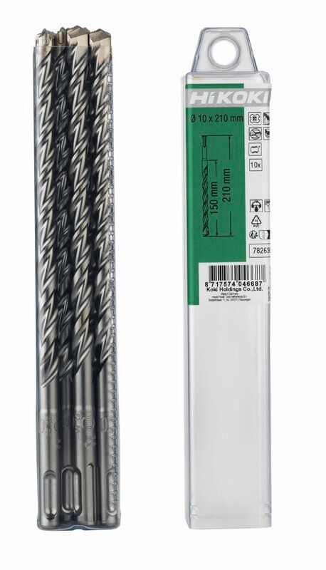 Produktbild Hikoki 10 HM Hammerbohrer SDS Plus 2 Schneider 8 x 150 mm 210 mm