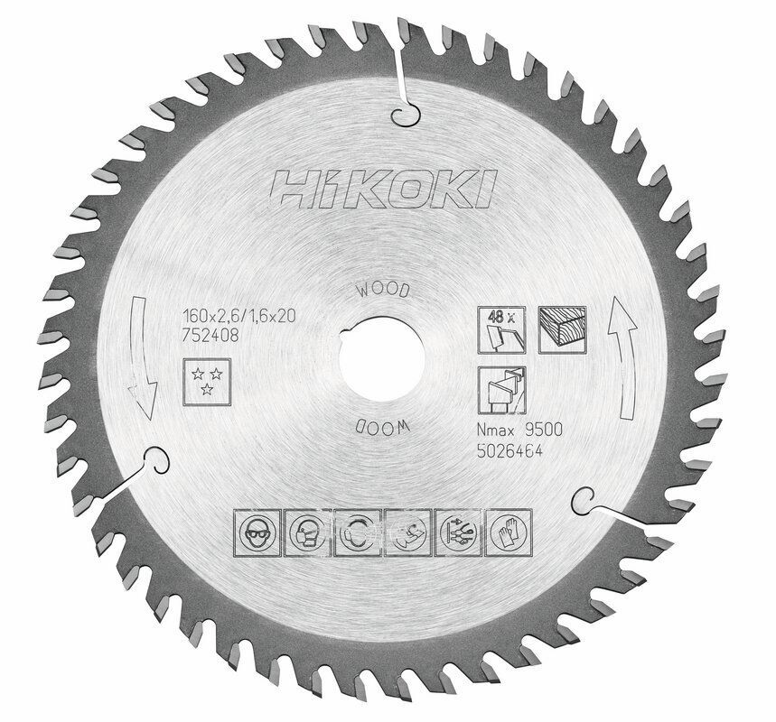 Produktbild Hikoki TCT Kreissägeblatt Holz 160 x 20 mm 16 x Z48 Wechselzahn