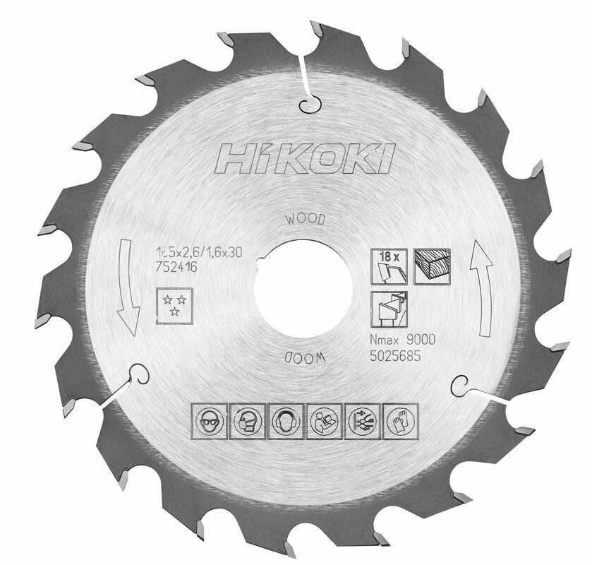 Produktbild Hikoki TCT Kreissägeblatt Holz 165 x 30 mm 20 Z18 Wechselzahn