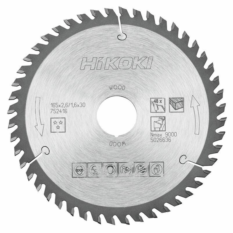 Produktbild Hikoki TCT Kreissägeblatt Holz 165 x 30 mm 20 x Z48 Wechselzahn