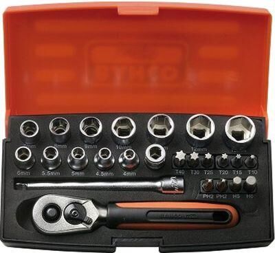 Bahco Steckschlüssel-Grt. 1/4"Hebelkn. 25tlg. 6kt.Bahco Produktbild Bahco Steckschlüssel-Grt. 1/4"Hebelkn. 25tlg. 6kt.Bahco