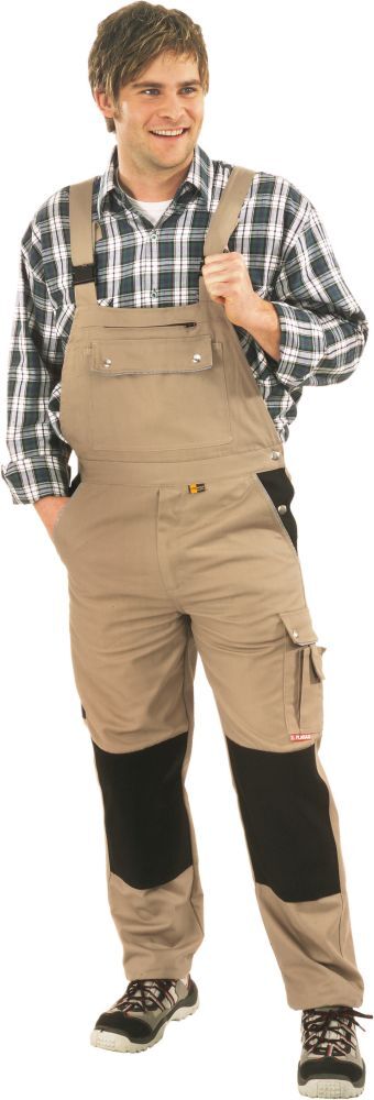 Planam Latzhose Canvas, 320 g/qm, Gr.58, khaki/schwarz Planam Latzhose Canvas, 320 g/qm, Gr.58, khaki/schwarz