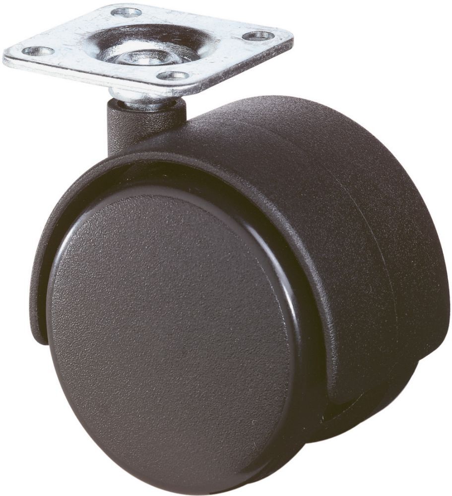 BS Rollen Kunststoff Doppelrolle F75 40 schwarz m. Platte BS Rollen Kunststoff Doppelrolle F75 40 schwarz m. Platte