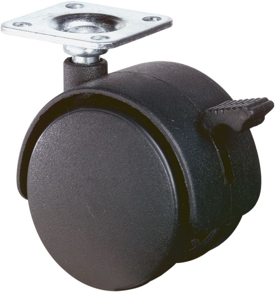 BS Rollen Kunststoff Doppelrolle F85 50 Feststel. + Platte BS Rollen Kunststoff Doppelrolle F85 50 Feststel. + Platte