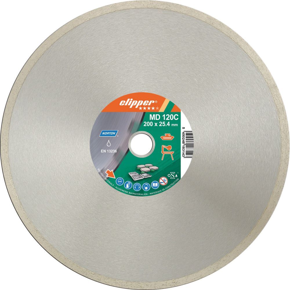 Norton Clipper Diamant-Trennscheibe nassMD 120 C 200 x 25,4 mm Produktbild Norton Clipper Diamant-Trennscheibe nassMD 120 C 200 x 25,4 mm