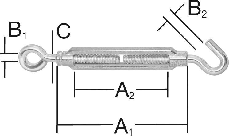 Vormann Spannschloss M8X110 bis 10/10 mm vz. 25 Stk Produktbild Vormann Spannschloss M8X110 bis 10/10 mm vz. 25 Stk