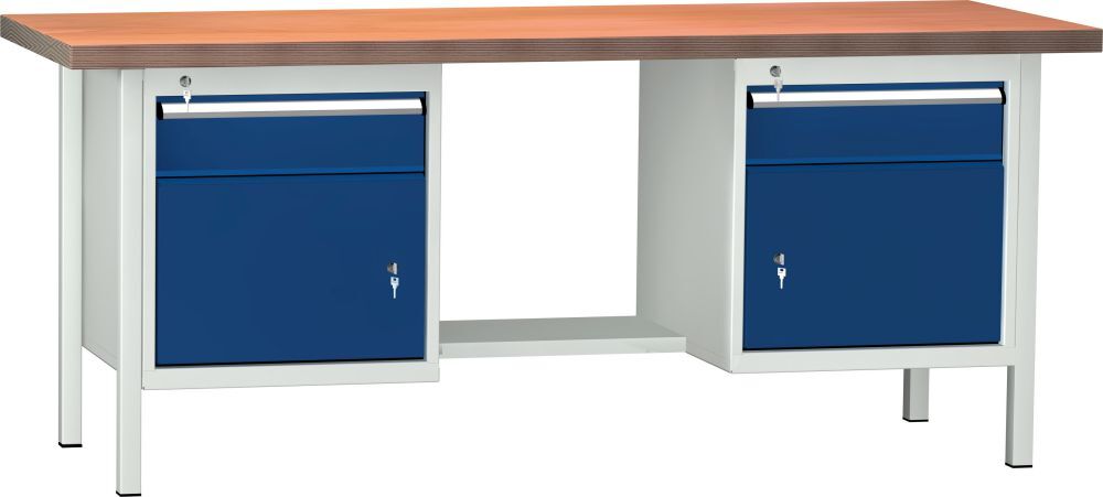 KLW Werkbank 2000x700x840 2 Türen und 3 Schubladen Produktbild KLW Werkbank 2000x700x840 2 Türen und 3 Schubladen