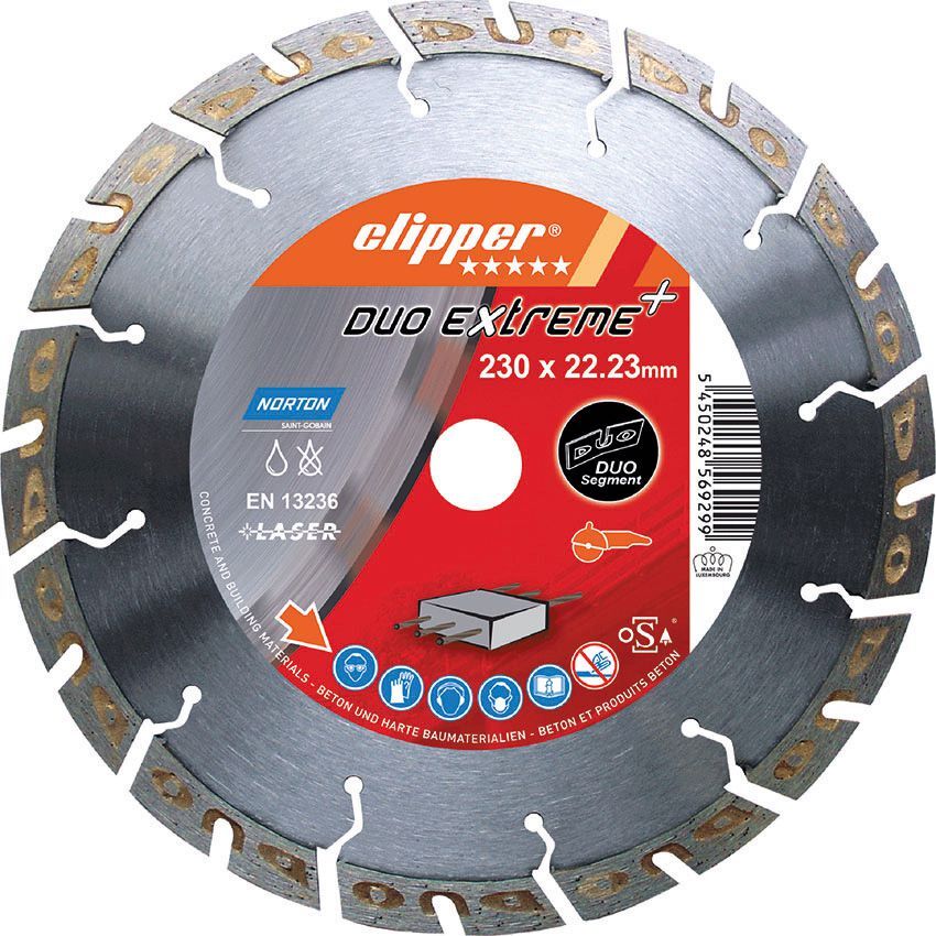 Norton Clipper Diamant Trennscheibe Duo Extreme+ 230x22,23mm Produktbild Norton Clipper Diamant Trennscheibe Duo Extreme+ 230x22,23mm