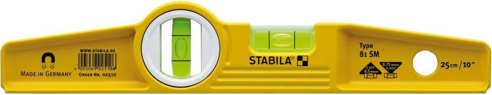 Stabila Wasserwaage Torpedo 25cm 81SM Produktbild Stabila Wasserwaage Torpedo 25cm 81SM