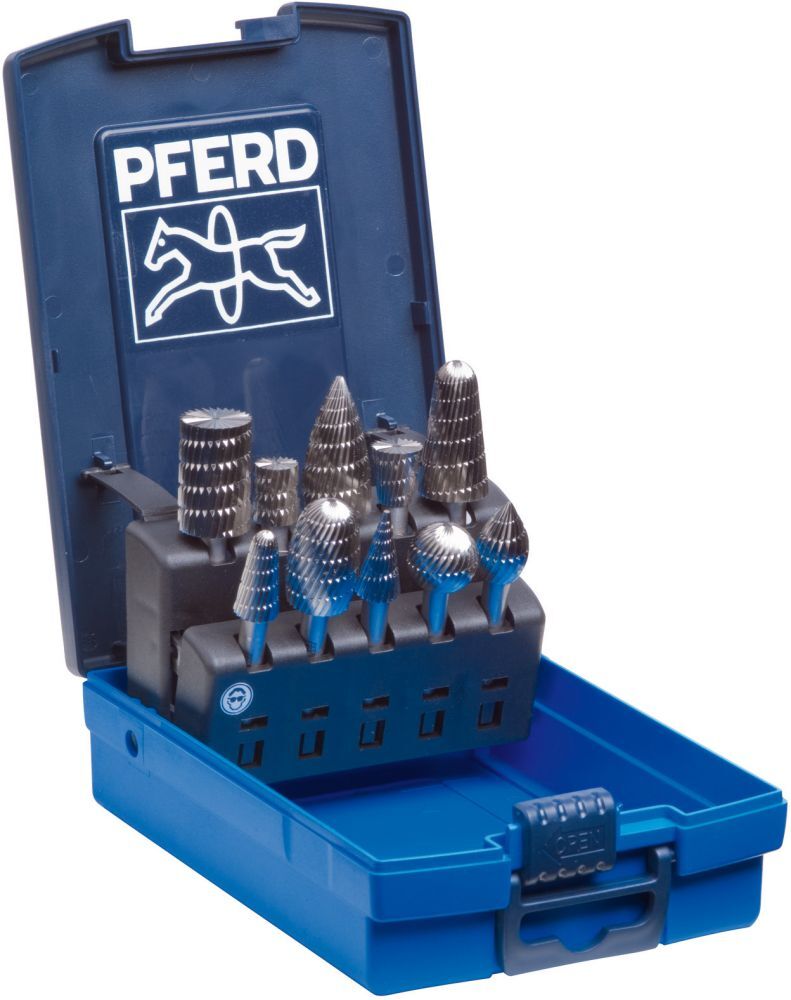 Pferd Frässtift -Stz. HSS 3 6mm 10-tlg. Produktbild Pferd Frässtift -Stz. HSS 3 6mm 10-tlg.