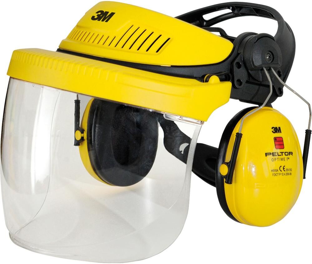 3M Gesicht- und Gehörschutz-Set, Schutzhelm G500 gelb m.H510P3E m.Polycar.5F-11 Produktbild 3M Gesicht- und Gehörschutz-Set, Schutzhelm G500 gelb m.H510P3E m.Polycar.5F-11