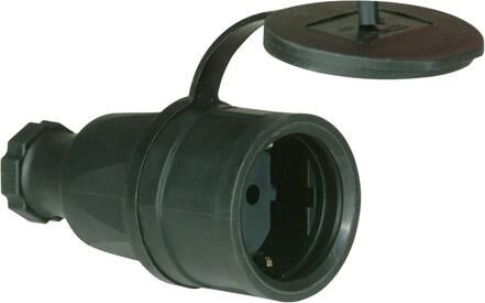 PCE Schutzkontaktkupplung 2p+ IP 44 Vollgummi + Deckel Produktbild PCE Schutzkontaktkupplung 2p+ IP 44 Vollgummi + Deckel