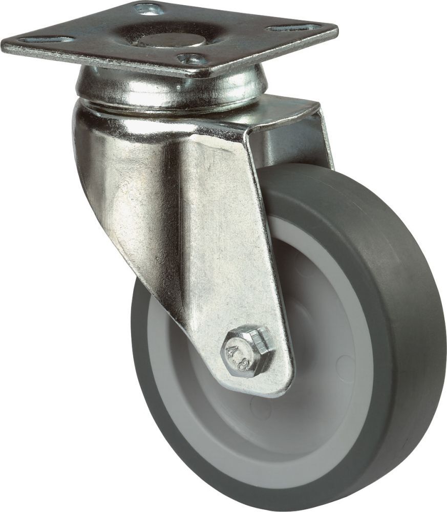 BS Rollen Lenkrolle 125 mm LG G1 Stahlbl verz. Gummirad Produktbild BS Rollen Lenkrolle 125 mm LG G1 Stahlbl verz. Gummirad