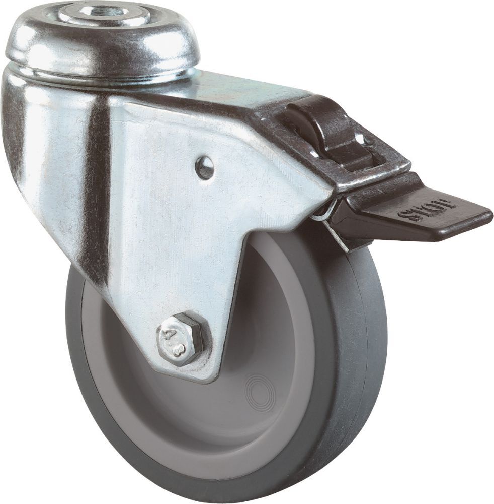 BS Rollen Lenkrolle fest 125mm LG.GStahlbl verz. Gummir. Produktbild BS Rollen Lenkrolle fest 125mm LG.GStahlbl verz. Gummir.