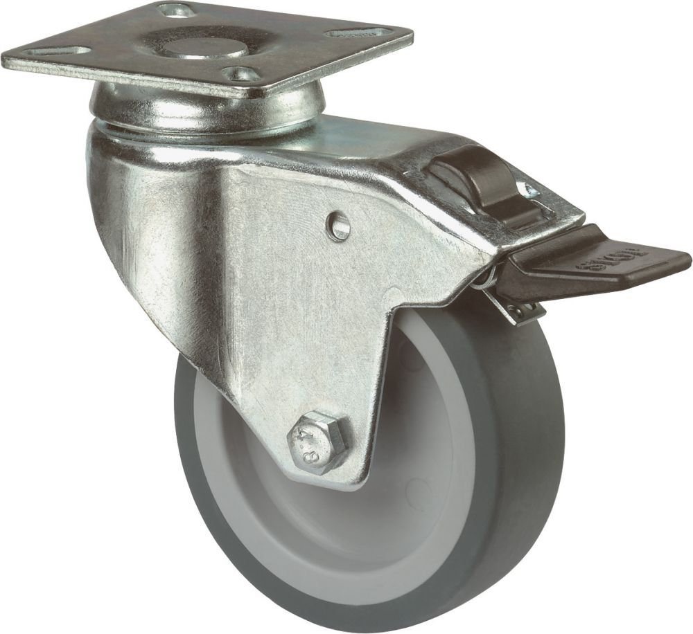 BS Rollen Lenkrolle fest125 mm LG.GStahlbl vz. Gummirad Produktbild BS Rollen Lenkrolle fest125 mm LG.GStahlbl vz. Gummirad