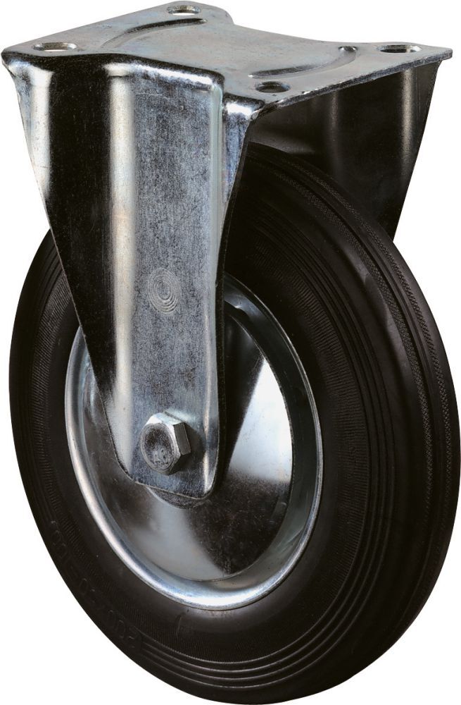 BS Rollen Bockrolle 100 mm Lg.R Stahlbl verz. Gummirad Produktbild BS Rollen Bockrolle 100 mm Lg.R Stahlbl verz. Gummirad