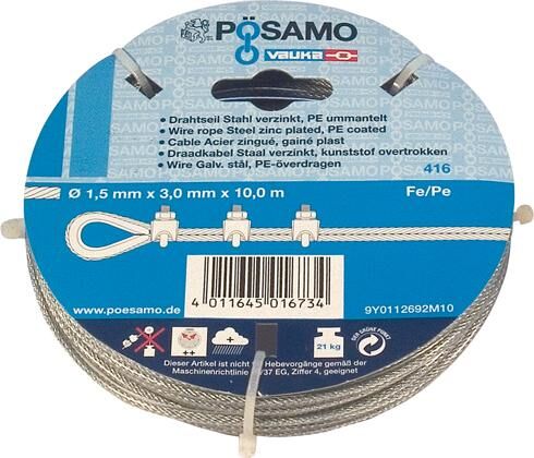 Pösamo Drahtseil 3 auf 5 mm Ring 10m verzinkt Produktbild Pösamo Drahtseil 3 auf 5 mm Ring 10m verzinkt