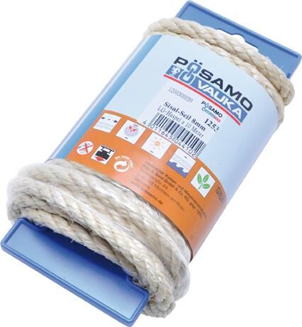 Pösamo Sisal Seil 3-schäftig gedreht  6mm Haspel a 20m Produktbild Pösamo Sisal Seil 3-schäftig gedreht  6mm Haspel a 20m